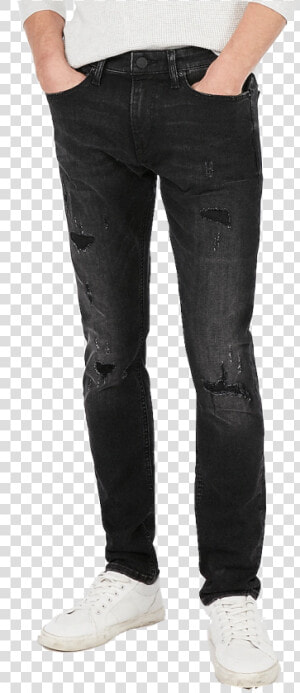 Skinny Black Hyper Ripped Stretch Jeans Express Men   Frame L Homme Skinny Fit Jeans  HD Png Download