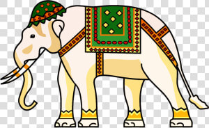 Decorated Ornamental Elephant Clip Arts   Ancient India Easy Drawing  HD Png Download