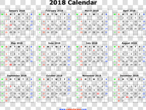 Download Calendar 2018 Png Free Download For Designing   Whole Year Calendar 2018  Transparent Png