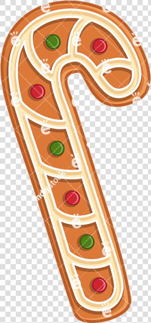 Candy Cane Gingerbread Christmas Cookie Isolated Vector   Gingerbread Candy Cane Clipart  HD Png Download