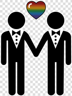 Silhouette Of Two  Gay Pride  Grooms Standing Hand   Clipart Homosexual  HD Png Download