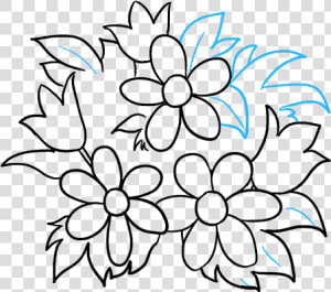 How To Draw Flower Bouquet   Flower Bouquet Drawing Step By Step  HD Png Download