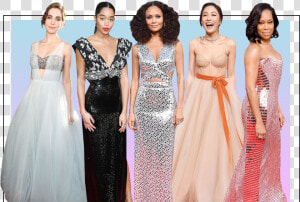 Photo Compilation Of Allison Brie Laura Harrier Thandie   Prom Dress 2019 Trends  HD Png Download