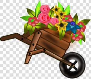 Wheelbarrow Of Flowers Svg Clip Arts   Flower Wheelbarrow Clipart  HD Png Download