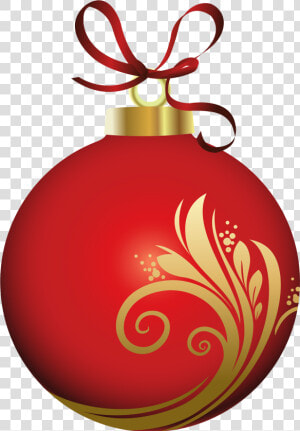 Red Christmas Ball With Decoration Png Clipart   Christmas Ball Decoration Png  Transparent Png