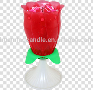 Rose Unrotate Flower Shape Music Birthday Candle   Vase  HD Png Download