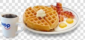 Dish food belgian   Waffle With Eggs And Bacon  HD Png Download