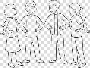 People Forming Tight Circle By Touching Elbows With   Drawing Of People Png  Transparent Png