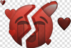  broken  sad  red  black  aesthetic  grey  white  cry   Crying Black Heart Emoji  HD Png Download