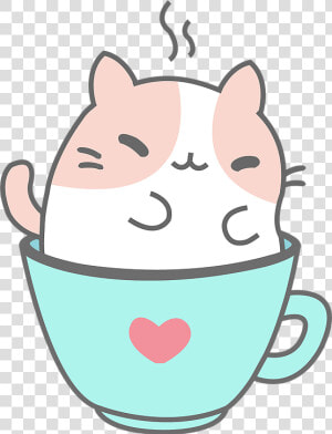 Cup cartoon teacup clip Art nose head coffee   Kawaii Kitty Cat  HD Png Download