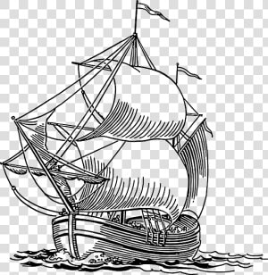 Sailing Ship Pirate Ocean   Ship On Ocean Clipart Black And White  HD Png Download