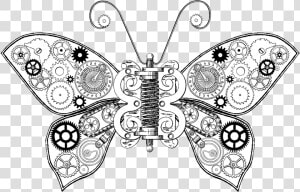 Because These Gears Are Black And They Are Png S On   Steampunk Butterfly Drawing  Transparent Png