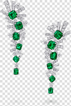 15 Cts Colombian Emerald And Diamond Threads Earrings   Emerald Diamond Earrings 2019  HD Png Download