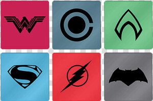 Set Of 6 Justice League Superman Batman Wonder Woman   Superman Logo  HD Png Download