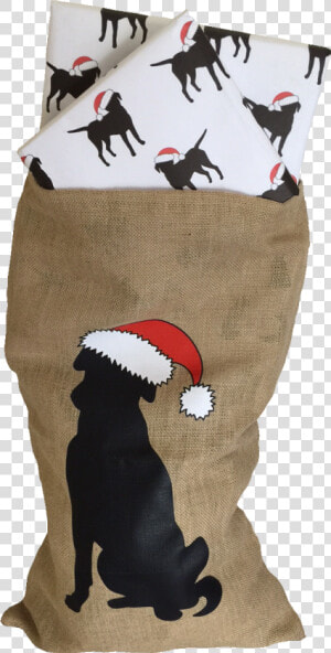 Hessian Christmas Sack With Image Of Labrador In Santa   Otter  HD Png Download