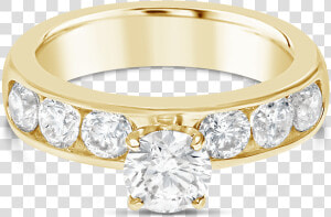 Propose Tonight 14k Yellow Gold Round Cut Diamond Pave   Engagement Ring  HD Png Download