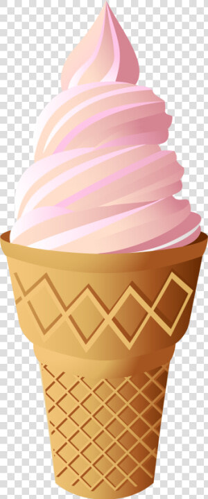 Pink Ice Cream Cone Png Clip Art   Vanilla Ice Cream Png  Transparent Png