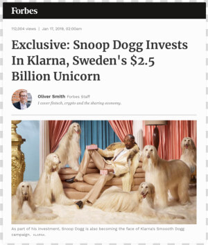 Forbes   Snoop Dogg Klarna  HD Png Download