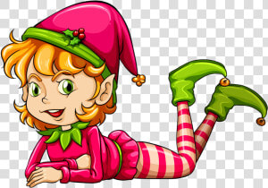 Png Elves Christmas   Cute Girl Elf Cartoon  Transparent Png