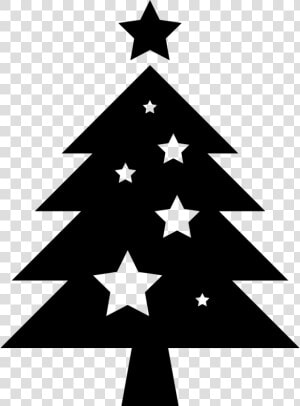 Christmas Tree With Stars Ornaments   Christmas Tree Silhouette Png  Transparent Png