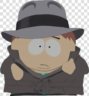 Trench Coat And Hat Cartman   Cartman Fedora  HD Png Download