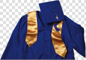 Graduation Cap And Gown   Blue And Gold Cap And Gown  HD Png Download