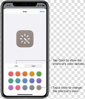 Icon Screen Showing Shortcut Color Options   Shortcut  HD Png Download