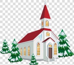 Winter Church With Snow Trees Png Clipart Image   Church Clipart Png  Transparent Png