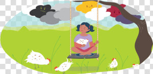 Girl Sitting On Swings Alone With Chickens   Alone Girl Clipart  HD Png Download