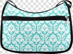 Damask Pattern Turquoise And White Crossbody Bags   Handbag  HD Png Download