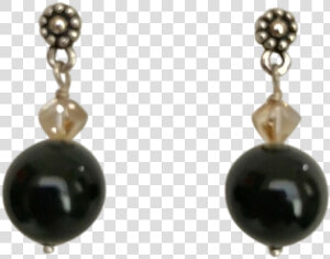 Silver Ball Motif Posts Black Pearl Earrings Class   Earrings  HD Png Download