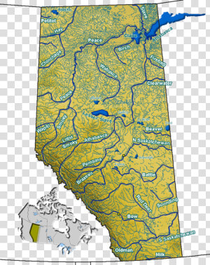 Transparent Lake Water Clipart   Map Of Alberta Lakes And Rivers  HD Png Download