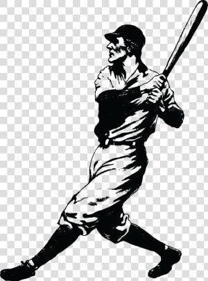 Baseball Batter Clip Arts   Vintage Baseball Player Clipart  HD Png Download