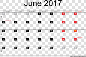 Blank Printable June 2017 Calendar 2018 2019   Many Days Are In January  HD Png Download