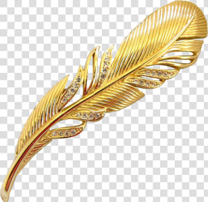 This Christian Dior Gold Plated And Rhinestone Feather   Earrings  HD Png Download