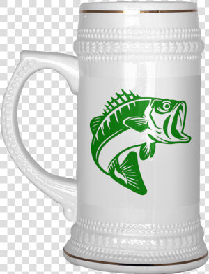 Largemouth Bass Beer Stein 22oz With Gold Trim   Black And White Bass Fish  HD Png Download