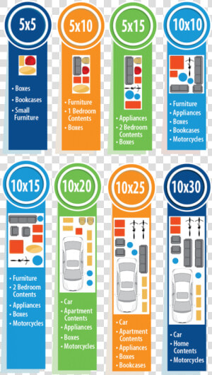 Transparent Storage Png   Self Storage Unit Size Chart  Png Download