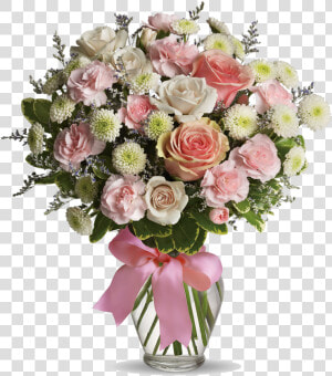 A Mix Of Pink And White Flowers Including Roses  Miniature  HD Png Download