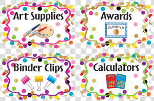 Confetti Supply Labels   Teacher Created  HD Png Download