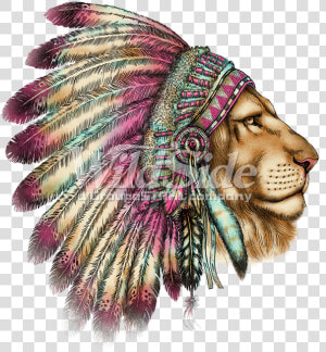 Indian Feather Png   Lion Wearing Indian Headdress  Transparent Png