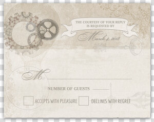 Steampunk Wedding Vintage Industrial Chic Rsvp Card  HD Png Download