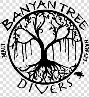 Banyan Tree Divers Maui   Banyan Tree Line Art  HD Png Download