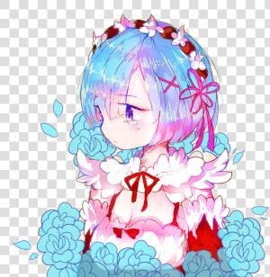 水  7 Flower Pink Flowering Plant Fictional Character   Re Zero Rem Edit  HD Png Download