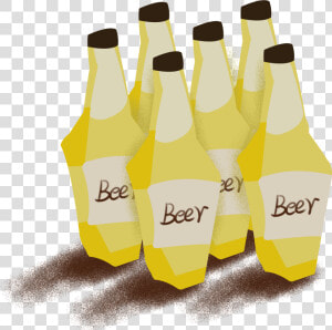 Beer Cartoon Yellow Wine Bottle Png And Psd   Bottle  Transparent Png