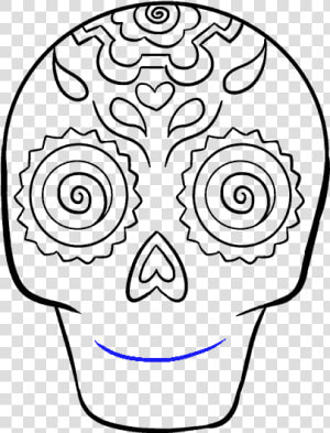 How To Draw Sugar Skull   Easy To Draw Day Of The Dead Skull  HD Png Download