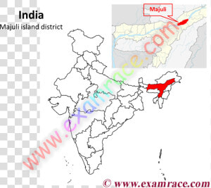 Majuli Island District Location On India Map   Political Map Of India  HD Png Download