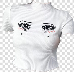  shirt  tshirt  anime  eyes  cry  crying  manga  white  HD Png Download