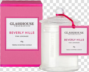 Beverly Hills Pink Lemonade Triple Scented Candle By   Pink Lemonade Glasshouse Candle  HD Png Download