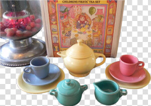 Nib My First Fiesta Ware Tea Set 2 Cup Teapot Cups   Saucer  HD Png Download