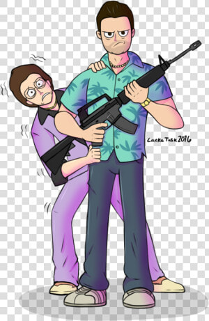 Tommy And Ken From Gta Vice City Just Finished The   Tommy Gta Vice City Png  Transparent Png